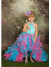 Halter Beaded Satin Organza High Low Flower Girl Dress